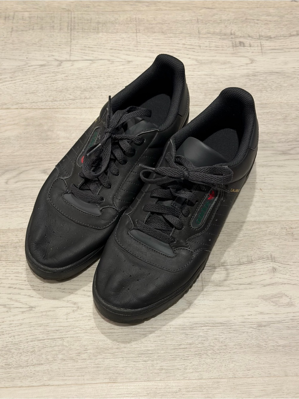 adidas Powerphase Yeezy Calabasas Black Sneakers with Green and Red Accents 9.5